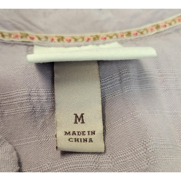 Knox Rose Shirt Womens Medium Purple Sleeveless Button Front Smocked - Picture 3 of 11